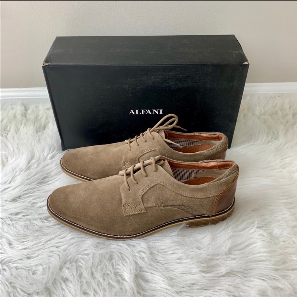🔥ALFANI🔥KEVIN LIGHT TAN OXFORD SHOES SIZE 7 NEW IN BOX - Picture 3 of 7